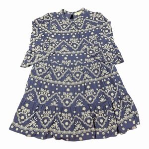 Penelope Rose Blue Embroidered Boho Midi Dress - Women's Plus Size XL